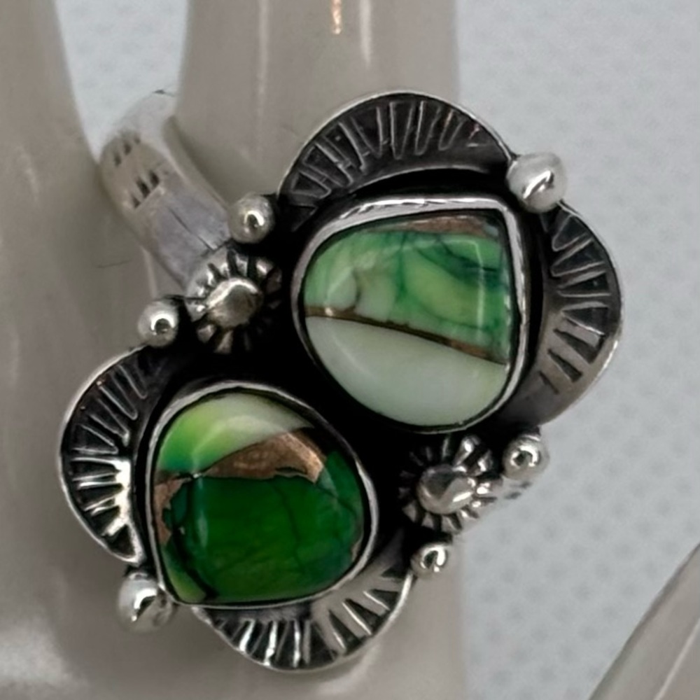 Peacock Dahalia sterling 925 silver size 6 adjustable Ring